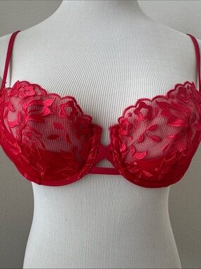 Vintage victoria’s Secret very sexy Demi lace bra 34C Red
